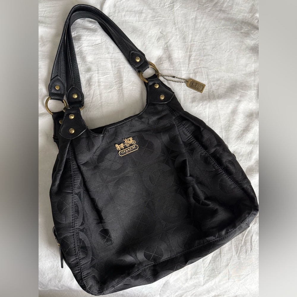 2006 Coach Black Embossed Shoulder Bag